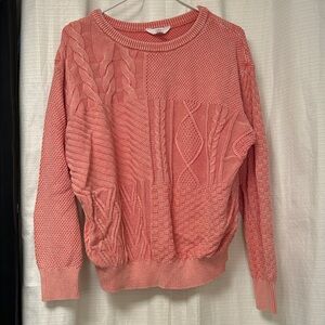 Time and Tru Coral Cable Knit Sweater